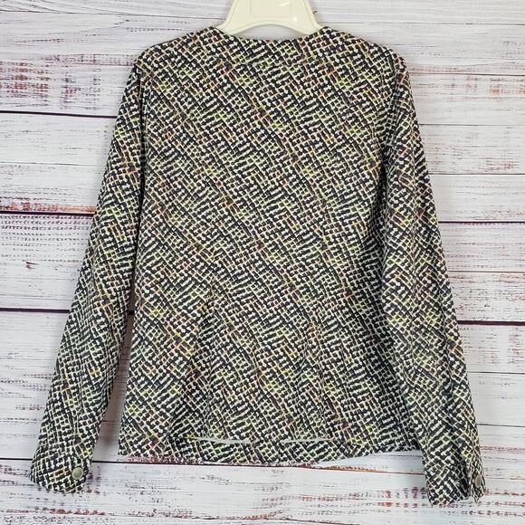 Cabi Cliffside Moto Jacket Zip Geocheck Blazer Coat Multicolor Academia Preppy M - Picture 3 of 11